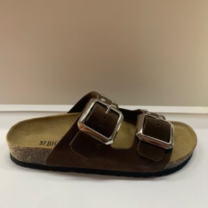 Biomodex Ciabatte Due Fibbie Borchie Marrone Donna